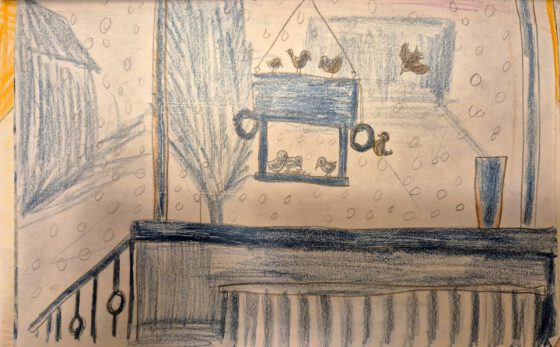 Kinderbild unseres Vogelhäuschens mit Besuchern in den 1980ern...