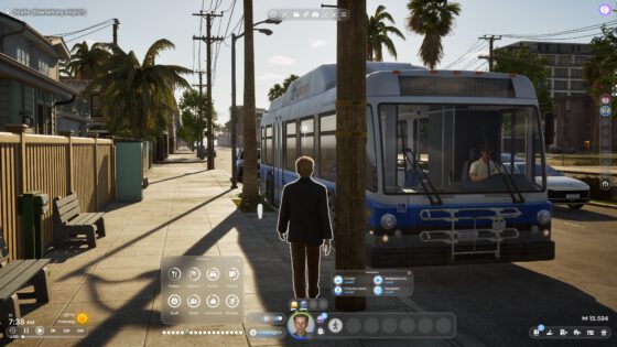 Die offene Spielwelt können die NPCs zu Fuß erkunden, die Wege aber auch mit öffentlichen Verkehrsmitteln abkürzen (Screenshot).