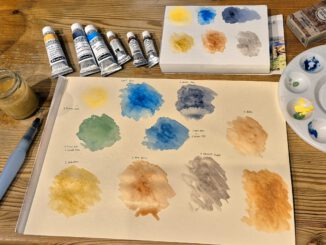 Ein paar Experimente mit neuen Schmincke Aquarellfarben im April 2025 (Foto: Martin Dühning)