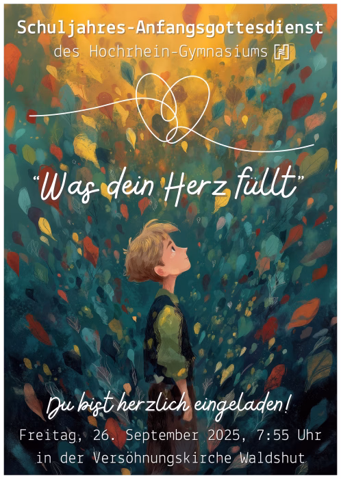 Plakat zum Schuljahres-Anfangsgottesdienst 2025 am Hochrhein-Gymnasium (Grafik: Martin Dühning)